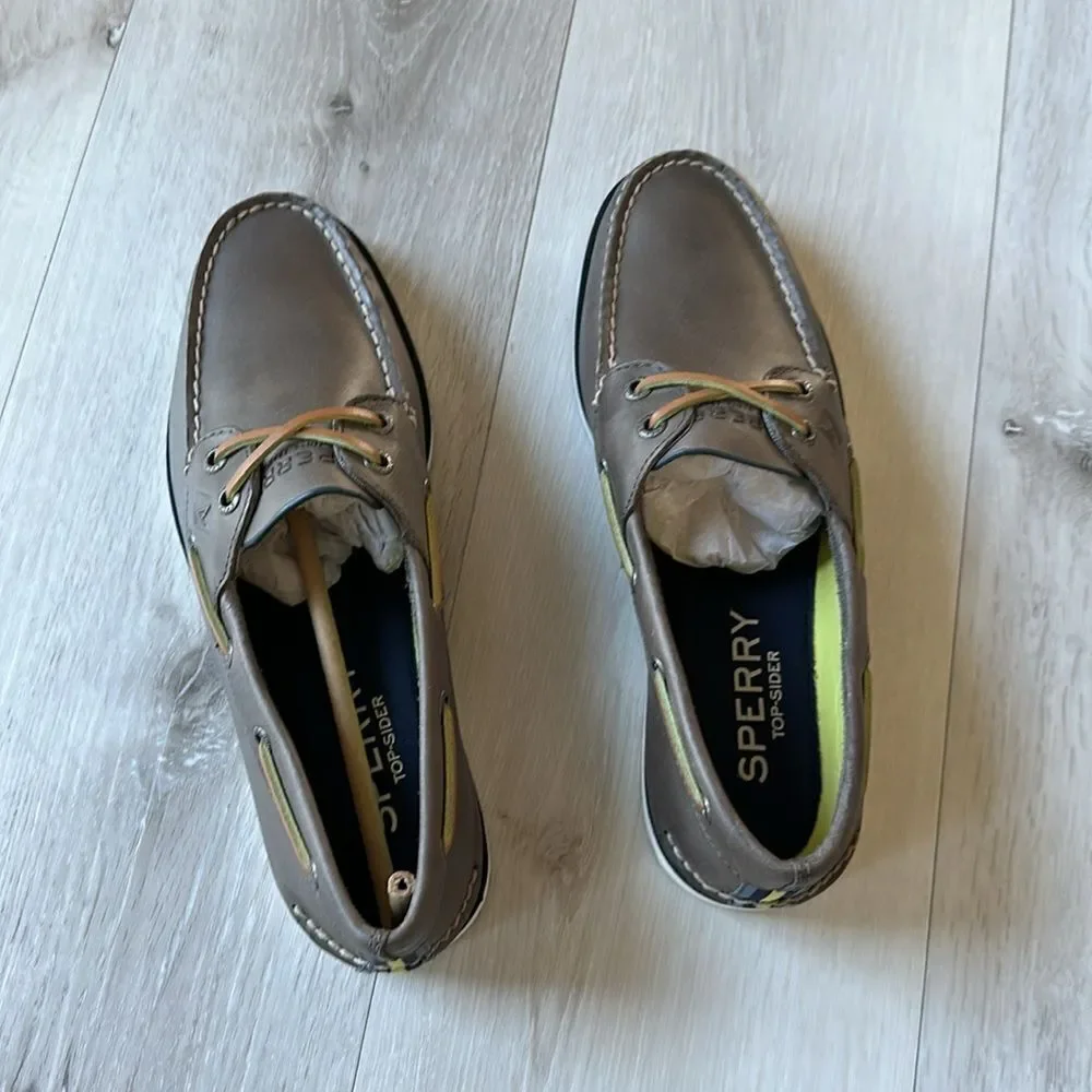 Sperry Men's Leeward Nautical Cross Lace Boat Shoe Size 8 in Grey NWT in packagi